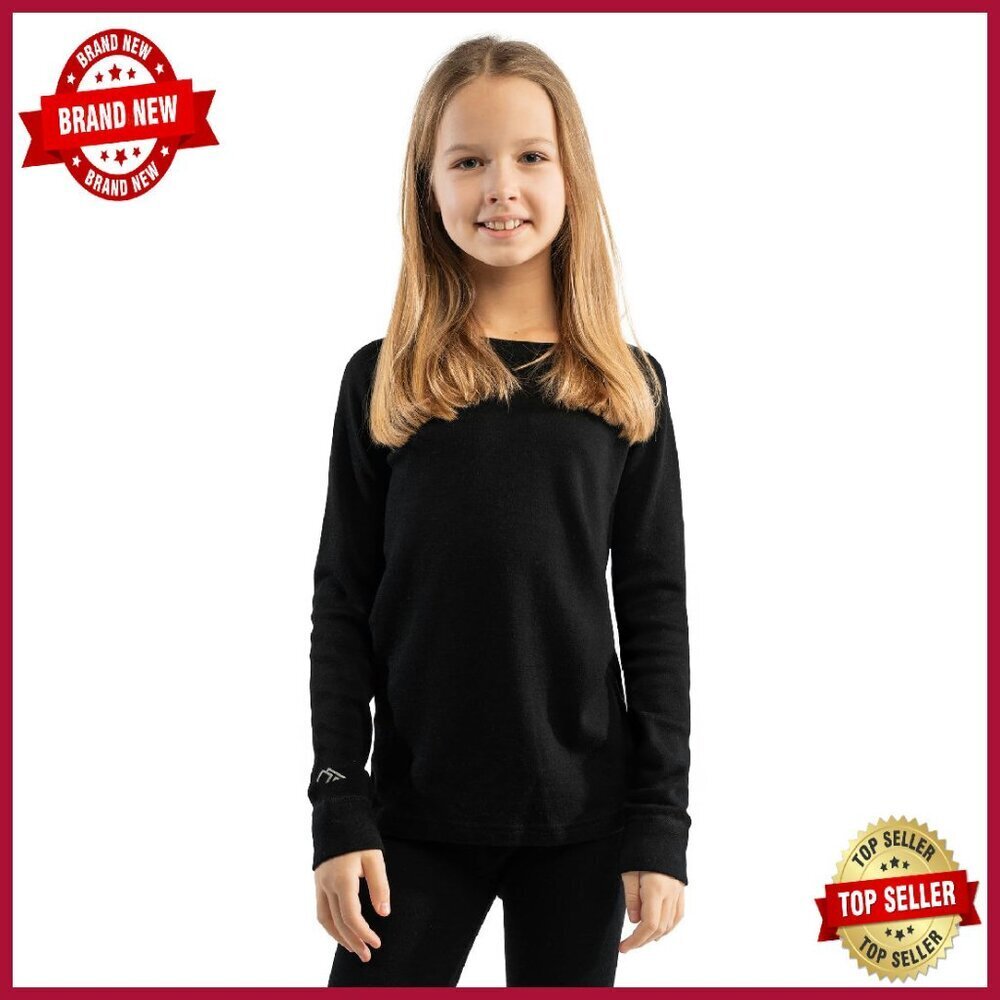Kids Merino Wool Thermal Base Layer Top Long Sleeve Midweight